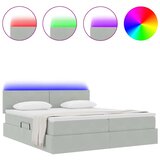  Krevet s LED trakama Svijetlo siva 200 x 200 cm Baršun | shoptok.hr