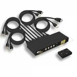  hdmi kvm usb svič CKL-64HUA-1A 4 ports hdmi 1.4a compliant up to 4096×2160@ 60Hz dci 4K (4K x 2K), audio, usb 2.0 hub, svič mode: push button / hotkey / mouse / wire remote, sa 4 kvm kabla 1.5m, žični upravljač | ePonuda.com