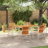 vidaXL 7-dijelni vrtni blagovaonski set od tikovog drva, Vanjski blagovaonski stol 150x90x75 cm od tikovog drva | shoptok.hr