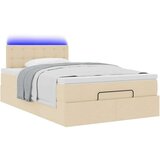 vidaXL Otomanski posteljni okvir z vzmetnico krem 120x190 cm blago, (21611191) | Shoptok.si