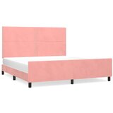  The Living Store Posteljni okvir z vzglavjem roza 160x200 cm žamet - Posteljni Okvir Z Vzglavjem, (21489516) | Shoptok.si