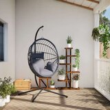  Viseća stolica jaje s postoljem sivi od ratana i čelika | shoptok.hr