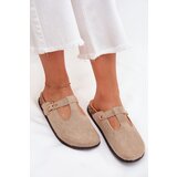 Boto Women's Slides With Gold Buckle Beige Lirina | shoptok.hr
