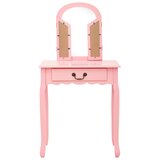  Toaletni stolić sa stolcem rozi 65x36x128 cm paulovnija i MDF | shoptok.hr