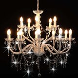 x Luster s 2 razine bijeli 15 žarulja E14 | shoptok.hr