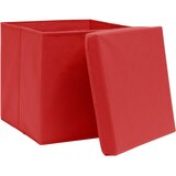  Kutije za pohranu s poklopcima 4 kom crvene 32x32x32 cm tkanina | shoptok.hr