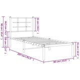 Metalni okvir za krevet s uzglavljem bijeli 80x200 cm | shoptok.hr