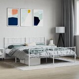 Maison Chic Kovinski Posteljni okvir - Dvoposteljna postelja - Zakonska postelja z vzglavjem in vznožjem bel 183x213 cm, (21696436) | Shoptok.si