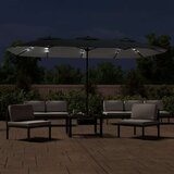 vidaXL Dvojni senčnik z LED diodami črn 449x245 cm | Shoptok.si