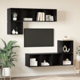 vidaXL Set TV komoda s pohranom 4 pcs Crni hrast 37 x 37 x 142.5 cm | shoptok.hr