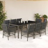  9-dijelni vrtni blagovaonski set sivi od poliratana Siva 190 cm table length | shoptok.hr