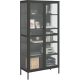  Visoka komoda crna 85 x 40 x 180 cm od stakla i čelika | shoptok.hr