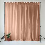 Linen Tales Rožnata/rjava lanena zavesa 140x250 cm Cafe Creme – Cene