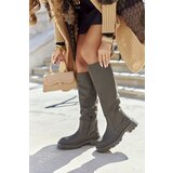 S. BARSKI Women's High Black Boots Khaki Whats Going On | Shoptok.si