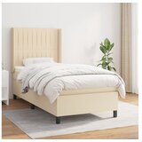 vidaXL Box spring postelja z vzmetnico krem 90x190 cm blago | Shoptok.si