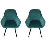 Shumee Žametni fotelj, 2 kosa, komplet stilskih modernih stolov stekleničko zelene barve, (21214656) | Shoptok.si