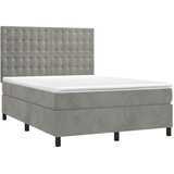  box spring s madracem LED svjetlosivi 140x200 cm baršun | shoptok.hr
