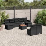  10-dijelni set vrtnih sofa s jastucima crni od poliratana | shoptok.hr