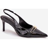 Boto Lacquered High Heels With Gold Buckle Black Vivae | ePonuda.com