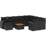Maison Chic Seti vrtnega pohištva - Vrtna garnitura - Vrtni pohištvo set 11-delna z blazinami črn poli ratan, (21816781) | Shoptok.si