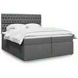 vidaXL Box spring postelja z vzmetnico temno siva 200x200 cm blago | Shoptok.si