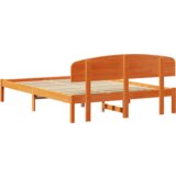 vidaXL Posteljni okvir z naslonom Rjava 160x200 cm Trd les bor | Shoptok.si