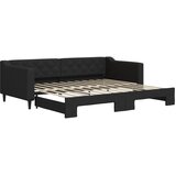  Dnevni krevet na razvlačenje crni 90 x 200 cm od tkanine | shoptok.hr