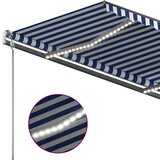  Tenda na ručno uvlačenje s LED svjetlom 450x300 cm plavo-bijela | shoptok.hr