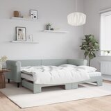 vidaXL Izvlečna dnevna postelja z vzmetnico sv. siva 90x200 cm blago Cene