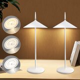 Nettlife Lampe de table à piles lampe de chevet LED, lot de 2 lampes de table sans fil 1800mhA, rechargeable, tactile, dimmable, moderne, blanc, IP44, (22143991) Cene