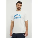 New Balance Bombažna kratka majica moška, bež barva, MT41514SST