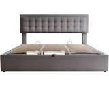 Lumor Postelja s predalom in predali 180x200 cm – oblazinjena iz žameta – z letveno podlago – siva, (22151498) | Shoptok.si