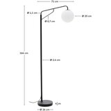 Kave Home Bijela/crna stojeća svjetiljka sa staklenim sjenilom (visina 164 cm) Eilo – | shoptok.hr