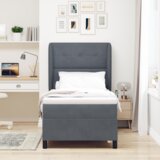 VidaXL Postelja s vzmetnico Temno siva 80x200 cm Žamet Slike