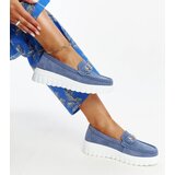 Gemre Blue leather loafers with decorative buckle Taija | Shoptok.si