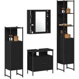 vidaXL Set namještaja za kupaonicu od 4 dijela u crnoj hrasti | shoptok.hr