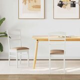  Stolac za blagovanje 2 pcs Bijela i smeđa Čvrsto drvo od gume | shoptok.hr