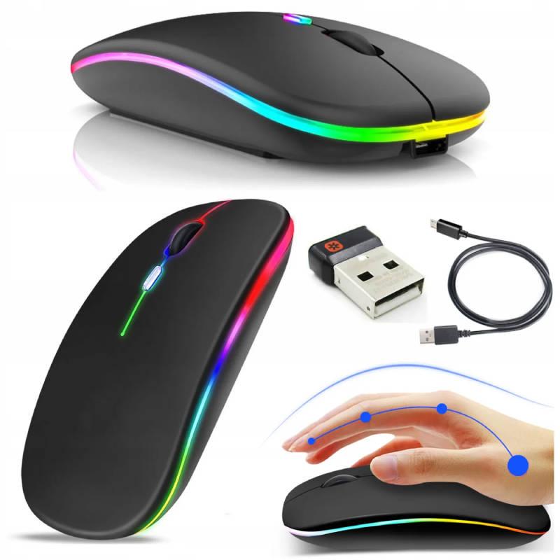 bežični punjivi optički miš 1200 DPI LED RGB crni