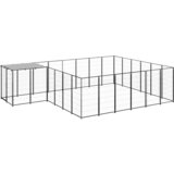 vidaXL pasji boks črn 12,1 m² jeklo Cene