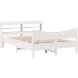  Okvir za krevet s uzglavljem bijeli 135 x 190 cm od borovine | shoptok.hr