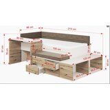  Drveni dječji krevet AMIRA s radnim stolom - bijeli - 200x90 cm - Madrac PE pjena 8 cm-spužvasti madrac | shoptok.hr