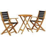 vidaXL 3-dijelni bistro set od polipropilen i masivnog drva crni | shoptok.hr