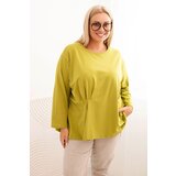 Kesi Włoski Women's Plus Size blouse with cotton, featuring a pocket and rolled sleeves kiwi Cene