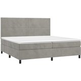  Krevet s oprugama i madracem svjetlosivi 200x200 cm baršunasti | shoptok.hr