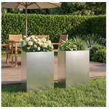 vidaXL Vrtna saksija 2 kom. Srebrna 40 x 30 x 75 cm Pocinčani čelik - Pocinčani čelik 40 x 30 x 75 cm 2 | shoptok.hr