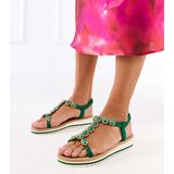 Gemre Green sandals adorned with rhinestones Klaura | Shoptok.si