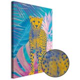  Slika - Exotic Leopard - Colorful Portrait of a Cheetah Against Tropical Leaves 40x60 Premium Print | shoptok.hr