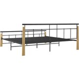 Kovina okvir za krevet od metala i masivne hrastovine 200 x 200 cm | shoptok.hr