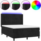  Box spring postelja z vzmetnico LED črna 140x200 cm žamet, (20899494) | Shoptok.si