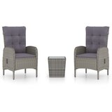  3-dijelni vrtni bistro set od poliratana i stakla sivi | Eponuda.com